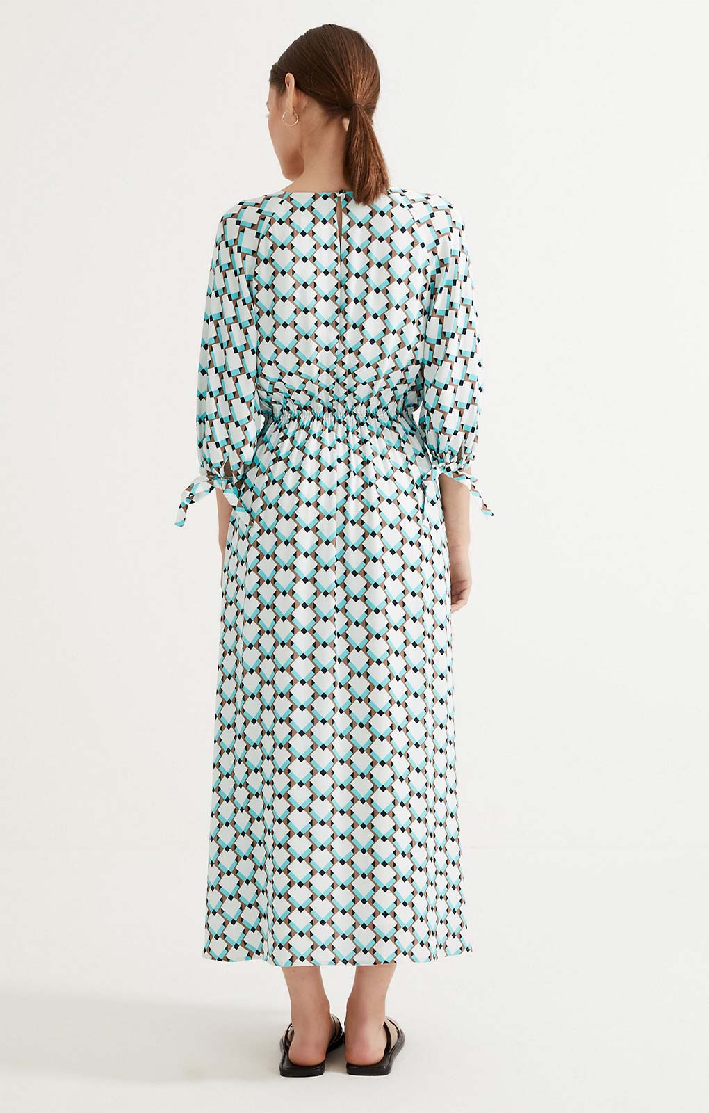 M&S Autograph Geometric V-Neck Midaxi Waisted Dress product image