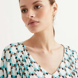 M&S Autograph Geometric V-Neck Midaxi Waisted Dress