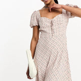 Glamorous Milkmaid Mini Dress In Vintage Ditsy