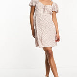 Glamorous Milkmaid Mini Dress In Vintage Ditsy