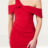 Goddiva Red One Shoulder Knot Maxi Dress product image