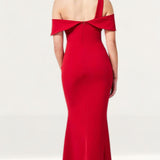 Goddiva Red One Shoulder Knot Maxi Dress product image