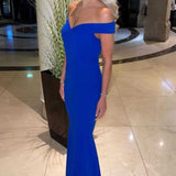 Goddiva Royal Blue Off The Shoulder Corset Style Maxi Dress product image