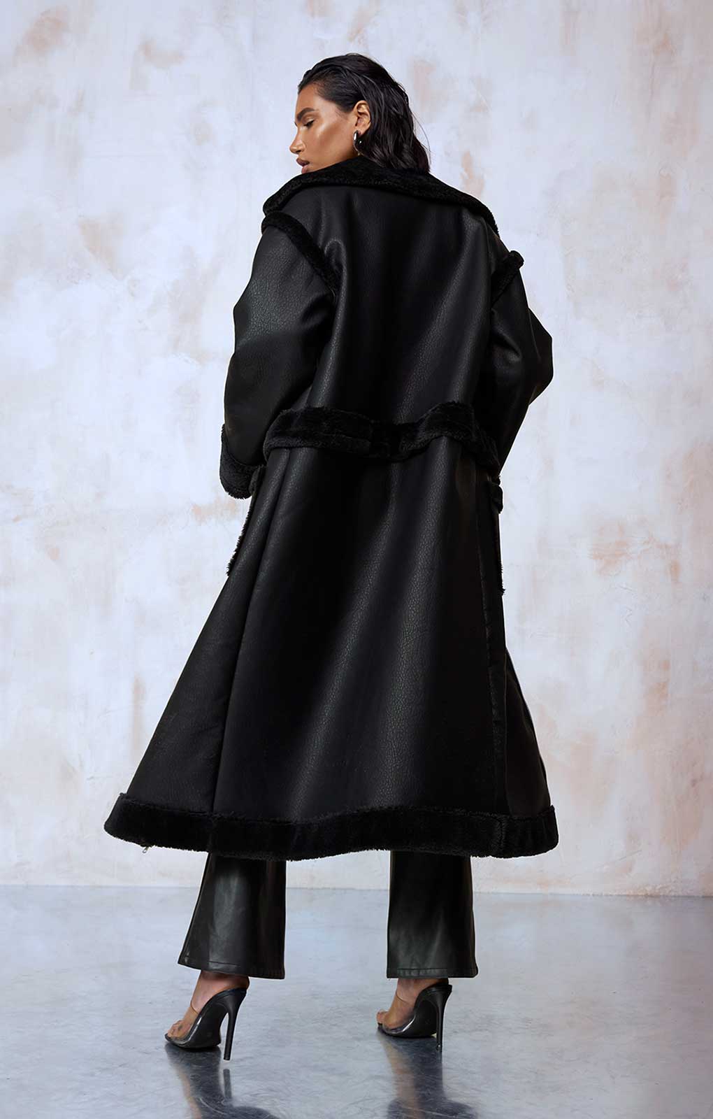 Boohoo Black 4-in-1 Aviator Coat product image