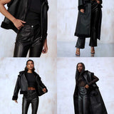 Boohoo Black 4-in-1 Aviator Coat