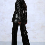 Boohoo Black Sequin Blazer & Wide Leg Co-Ord product image