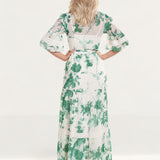 Hope & Ivy Bell Sleeve Maxi Dress With Tie Waist And Floral Print