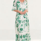 Hope & Ivy Bell Sleeve Maxi Dress With Tie Waist And Floral Print