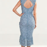 Hope & Ivy Blue Ruffle Lace Midi Dress product image