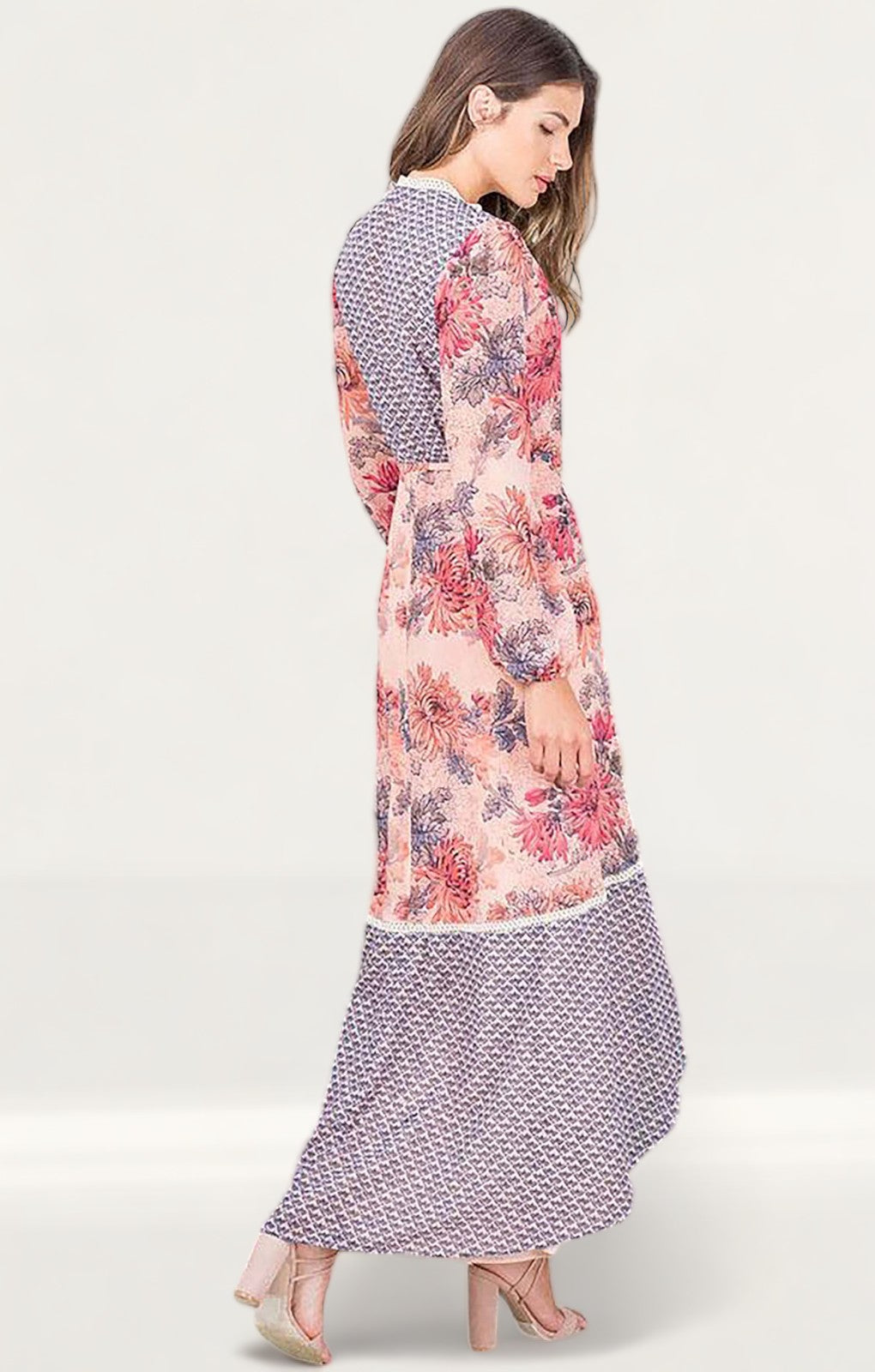 Hope & Ivy Floral Contrast Wrap Maxi Dress product image