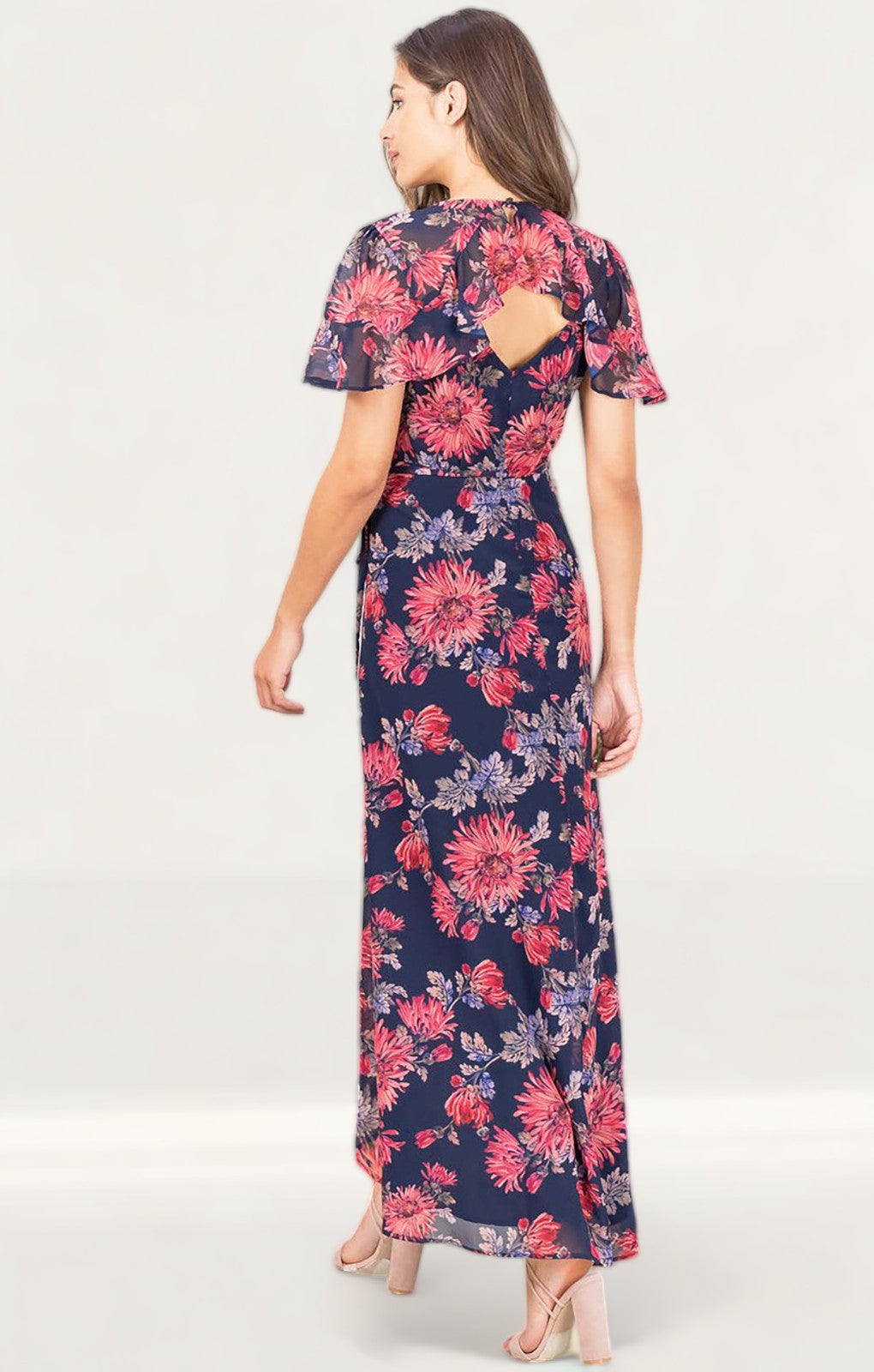 Hope & Ivy Navy Floral Wrap Maxi Dress