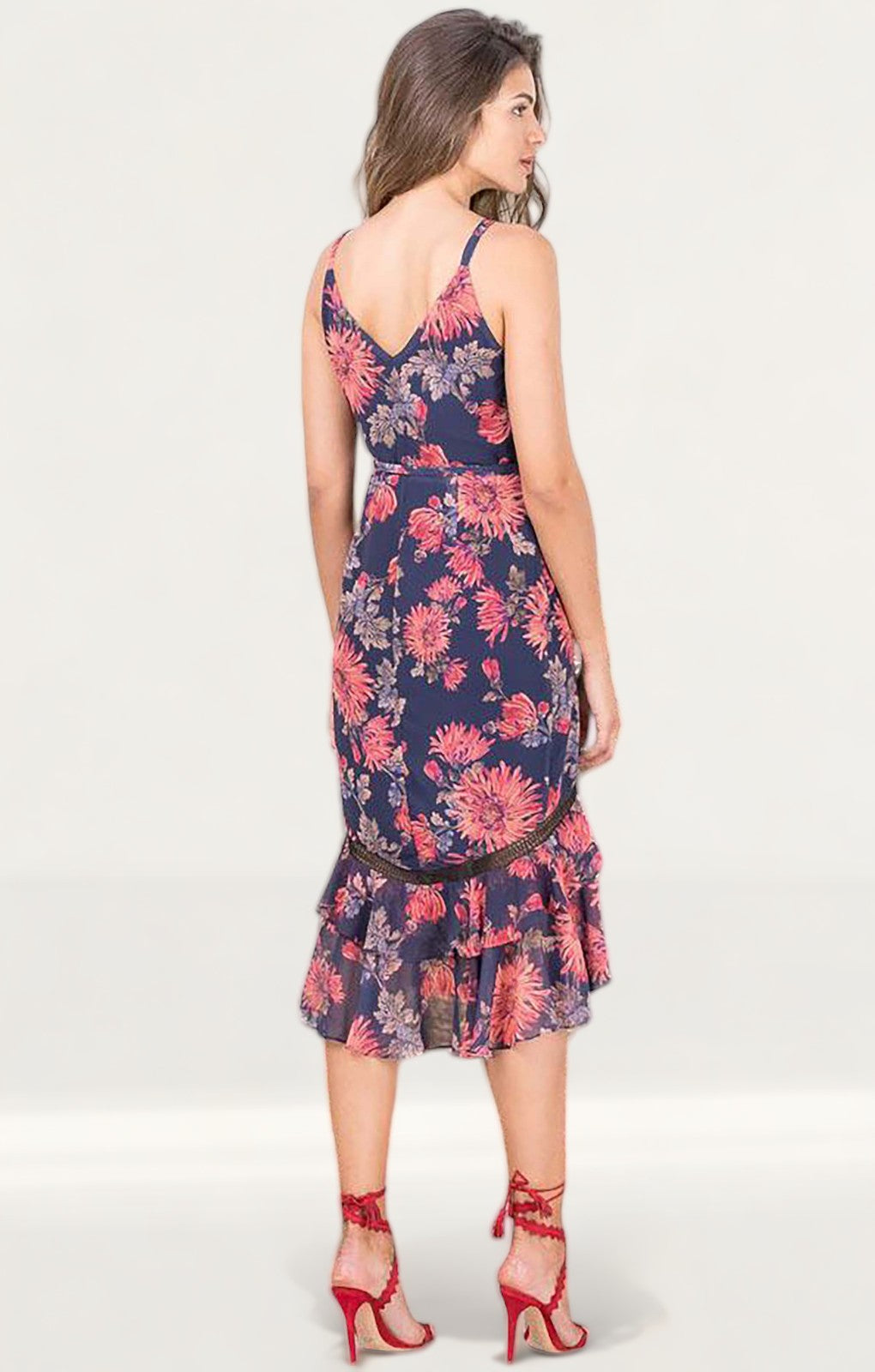 Hope & Ivy Navy Floral Wrap Midi Dress product image