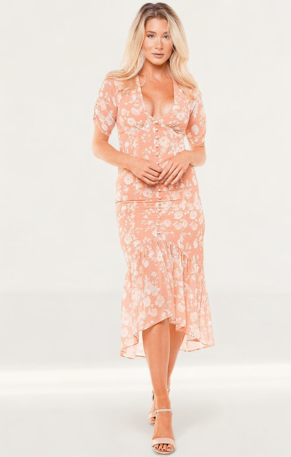 Hope & Ivy Orange Imogen High Low Dress