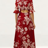 Hope & Ivy Red Helene Open Back Dress
