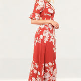 Hope & Ivy Red Helene Open Back Dress