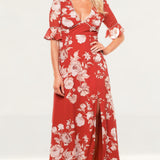 Hope & Ivy Red Helene Open Back Dress