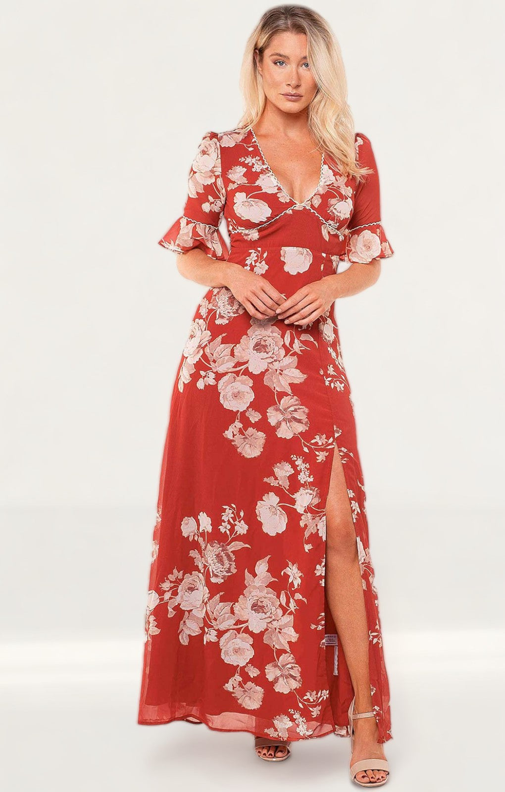 Hope & Ivy Red Helene Open Back Dress