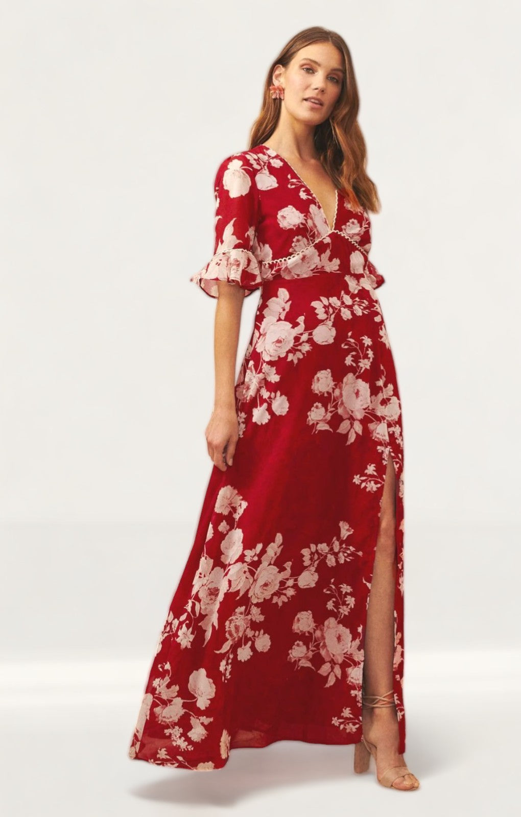 Hope & Ivy Red Helene Open Back Dress