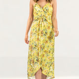 Hope & Ivy Yellow Twist Front Floral Cami Dress