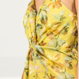 Hope & Ivy Yellow Twist Front Floral Cami Dress