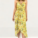 Hope & Ivy Yellow Twist Front Floral Cami Dress