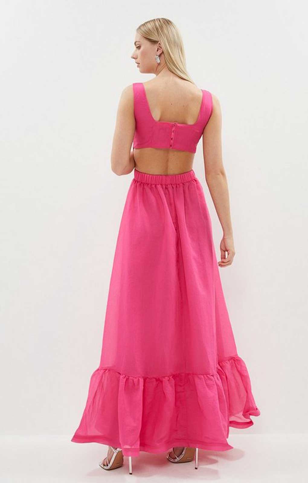 Coast Square Neck Open Back Organza Midi Dress