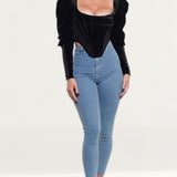 House Of CB Black Gracie Velvet Corset Top