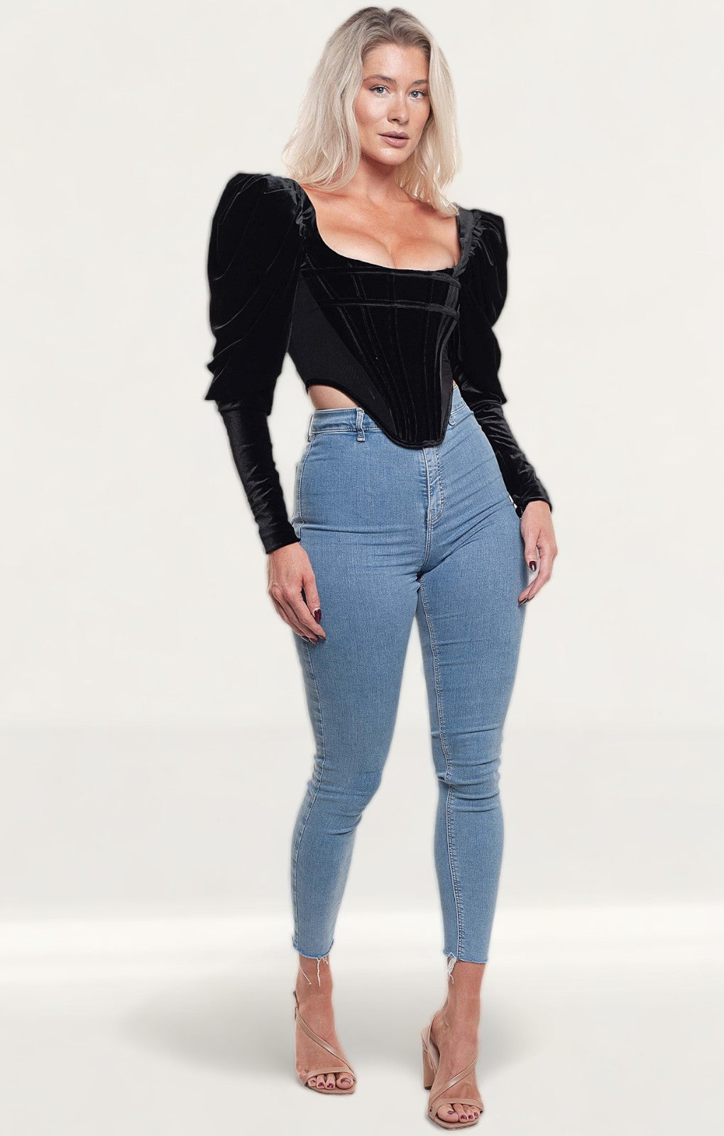 House Of CB Black Gracie Velvet Corset Top
