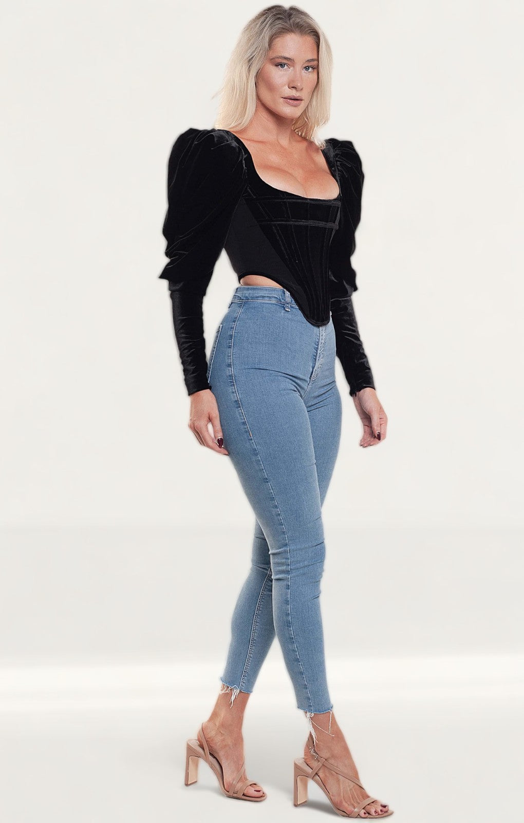 House Of CB Black Gracie Velvet Corset Top