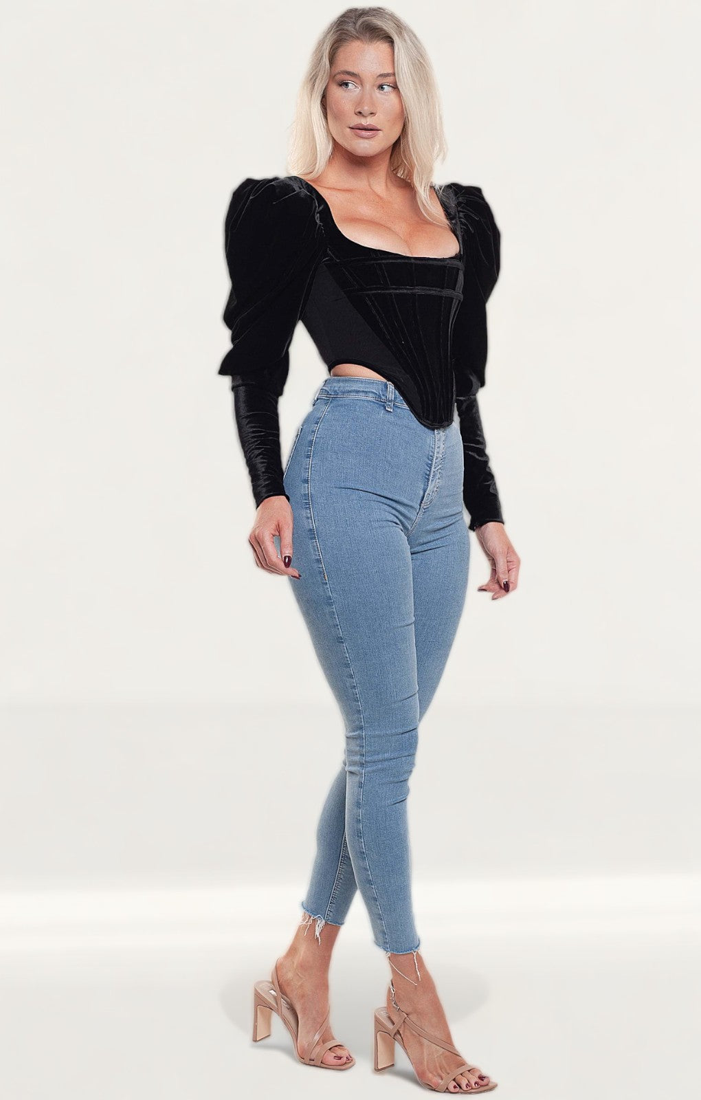 House Of CB Black Gracie Velvet Corset Top