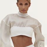 House Of CB Ivory Allena Organza Blouson Sleeve Top product image