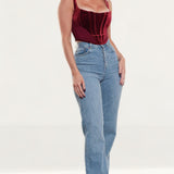 House Of CB Wine Charise Velvet Corset Top product image