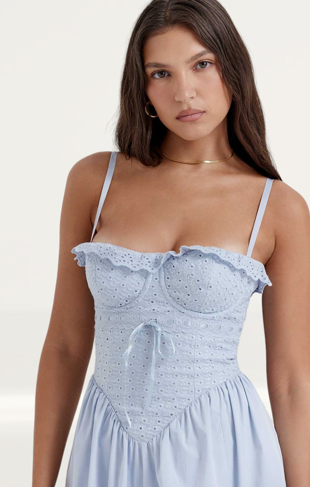 House of CB Jaime Soft Blue Broderie Anglais Midi SunDress