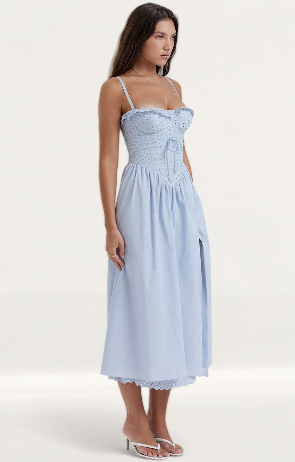 House of CB Jaime Soft Blue Broderie Anglais Midi SunDress