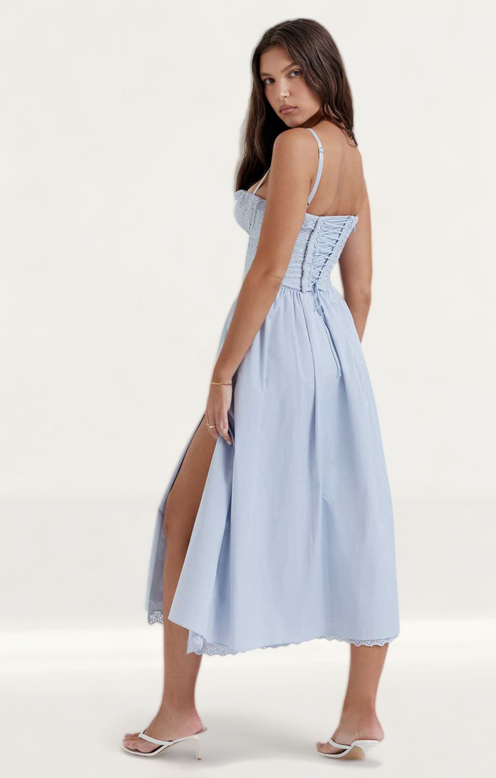 House of CB Jaime Soft Blue Broderie Anglais Midi SunDress