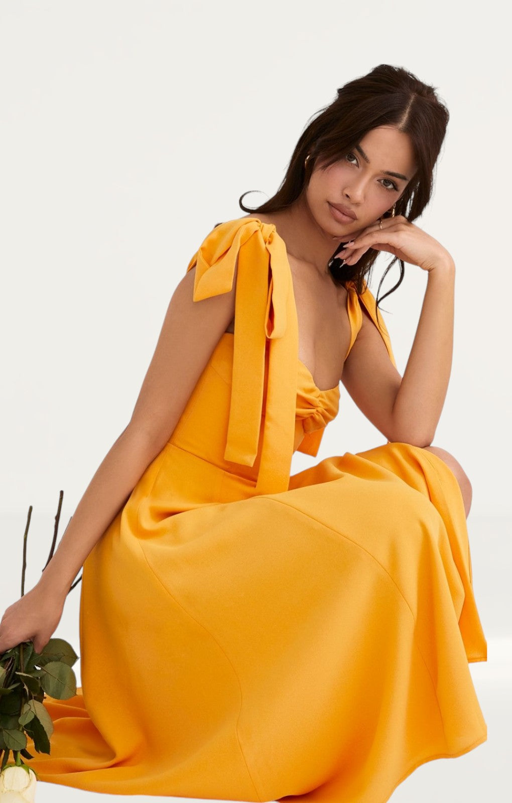 House of CB Tangerine Alicia Midi Sundress