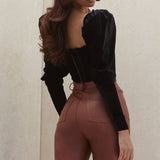 House Of CB Black Gracie Velvet Corset Top