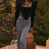 House Of CB Black Gracie Velvet Corset Top