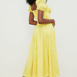 House of CB Talulah Yellow Floral Puff Sleeve Midi Dress product image