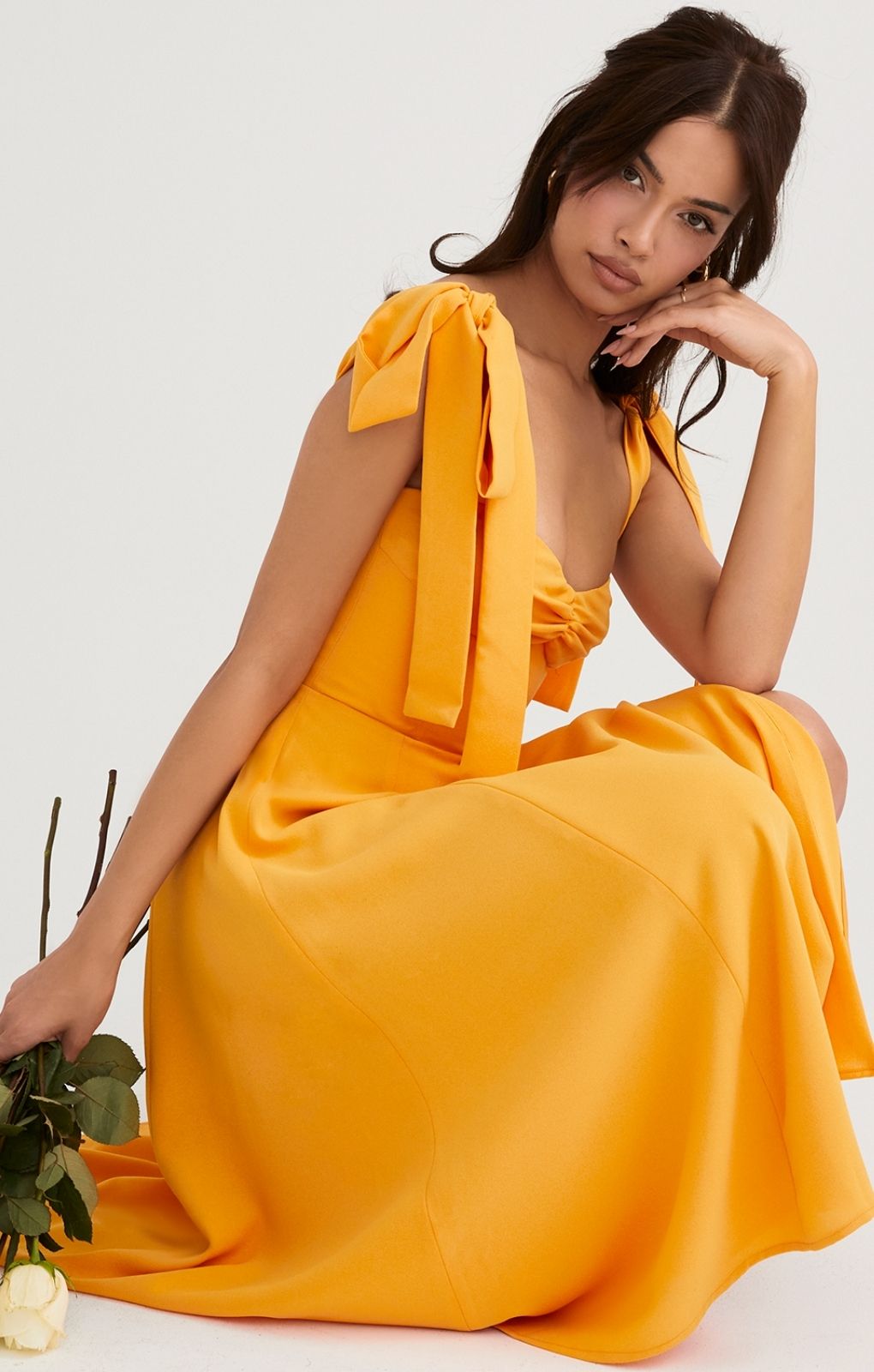 House of CB Tangerine Alicia Midi Sundress