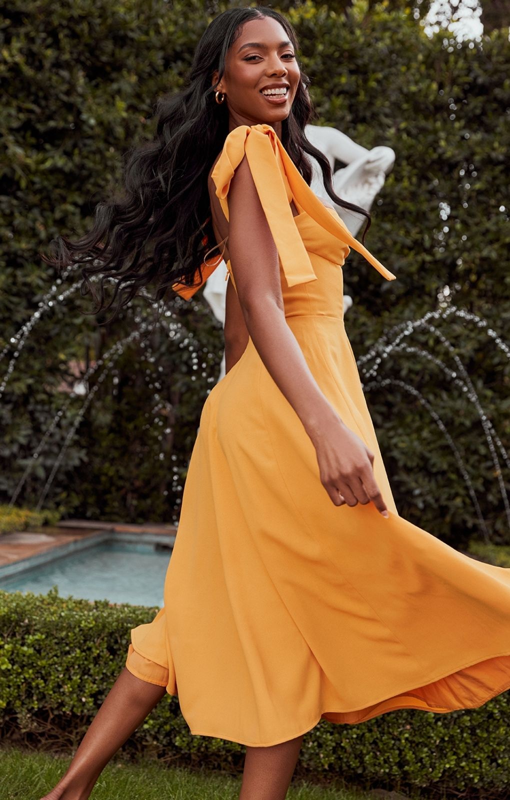 House of CB Tangerine Alicia Midi Sundress
