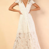 Hutch Nia Dress in White Monsteras Leaf