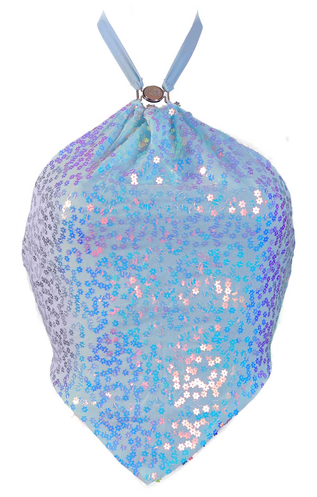 Elsie & Fred Illicit Baby Blue Flower Sequin Handkerchief Top & Skirt