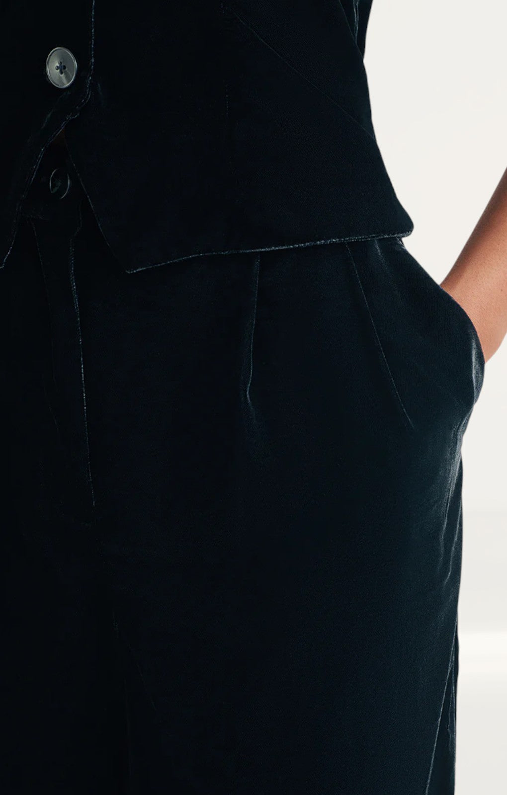 Nobody's Child Black Wide Leg Velvet Trousers