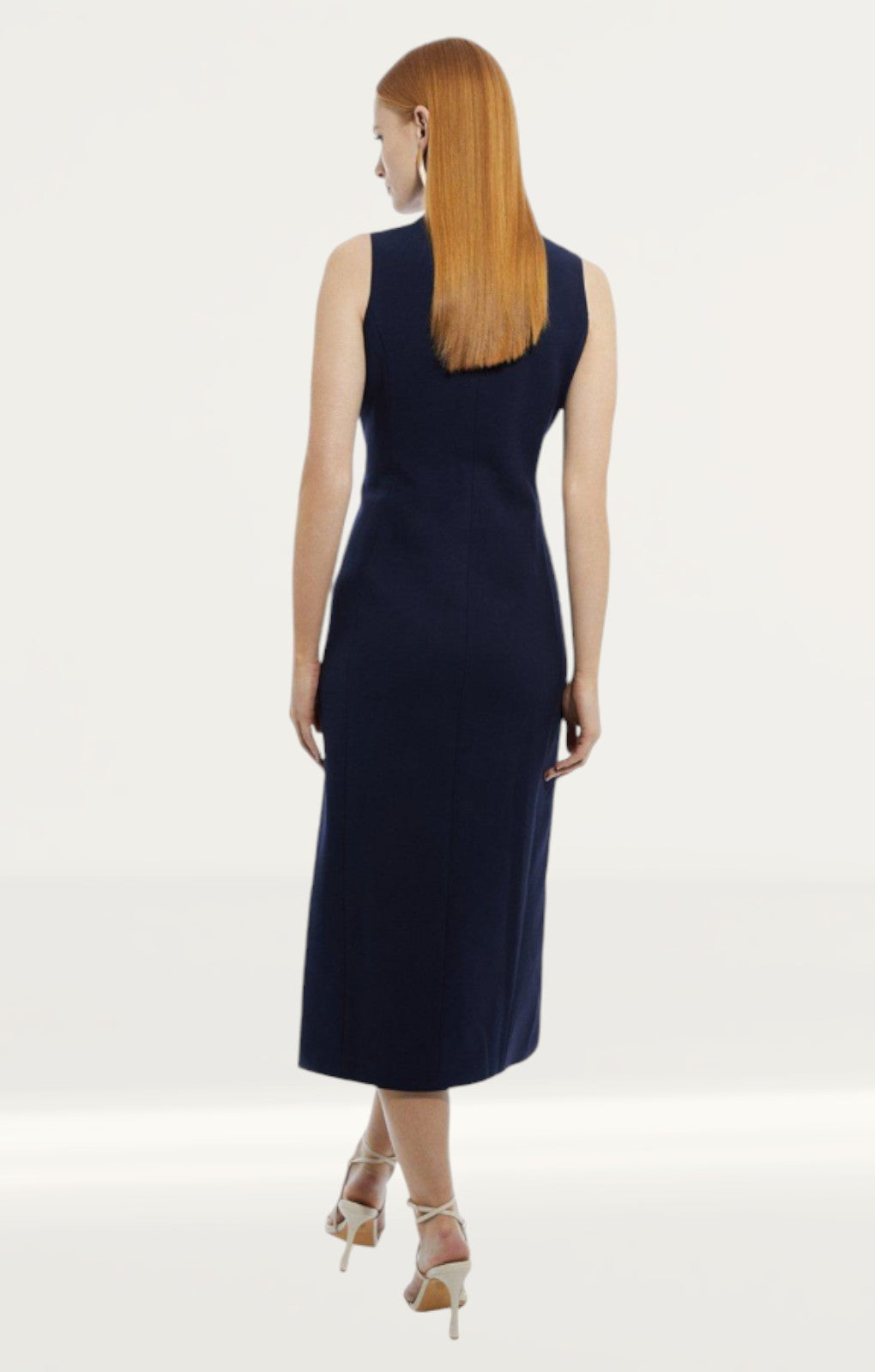 Karen Millen Compact Stretch Contrast Tipped Belted Pencil Midaxi Dress