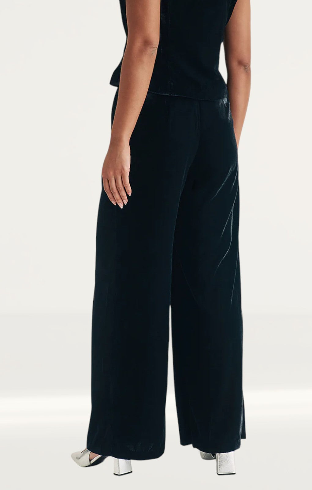 Nobody's Child Black Wide Leg Velvet Trousers