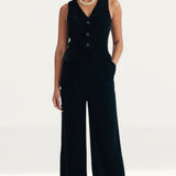 Nobody's Child Black Wide Leg Velvet Trousers