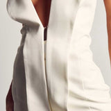 MissPap White Satin Tuxedo Mini Dress product image