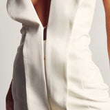 MissPap White Satin Tuxedo Mini Dress