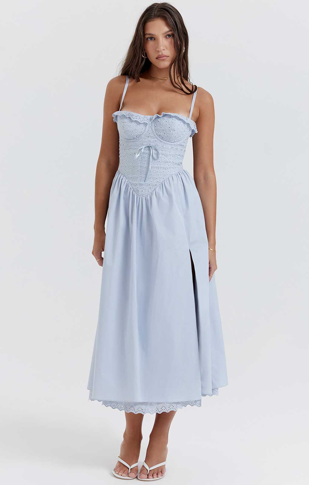 House of CB Jaime Soft Blue Broderie Anglais Midi SunDress product image